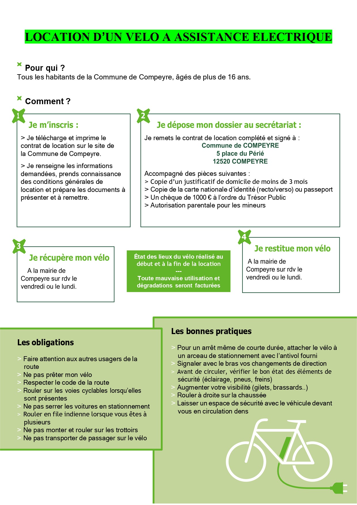 Lire la suite à propos de l’article Location vélos électriques commune de Compeyre